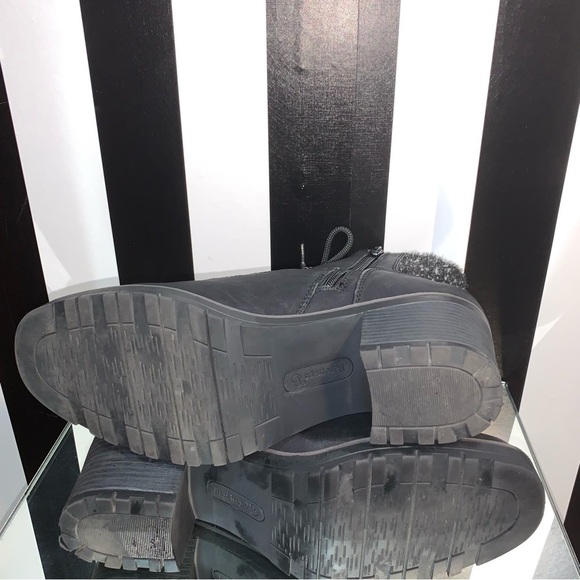 BareTraps Chunky Heeled Winter Heeled Work Boots Sz 9 Women’s Black Faux Leather - Picture 9 of 9